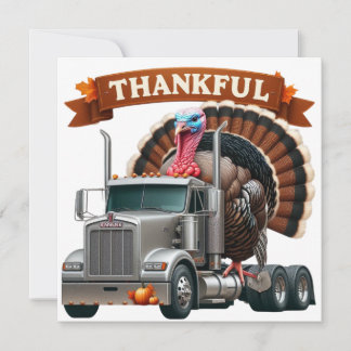 Thanksgiving Turkey Riding Semi Truck 招待状