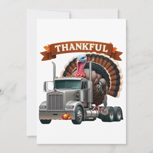 Thanksgiving Turkey Riding Semi Truck 招待状 (正面)