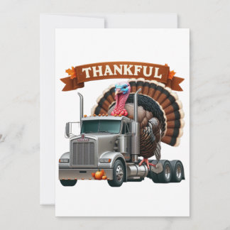 Thanksgiving Turkey Riding Semi Truck 招待状