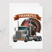 Thanksgiving Turkey Riding Semi Truck 招待状 (正面/裏面)