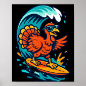 Thanksgiving Turkey Surfer Surfing  ポスター (正面)