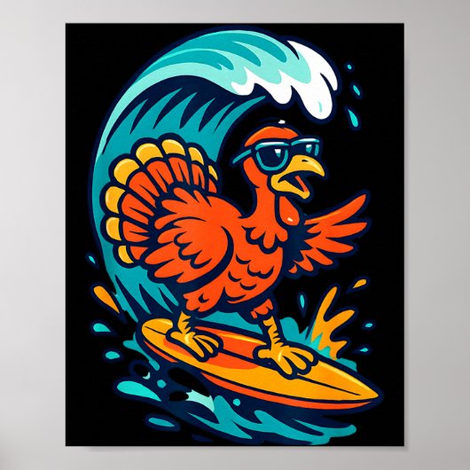 Thanksgiving Turkey Surfer Surfing  ポスター (正面)