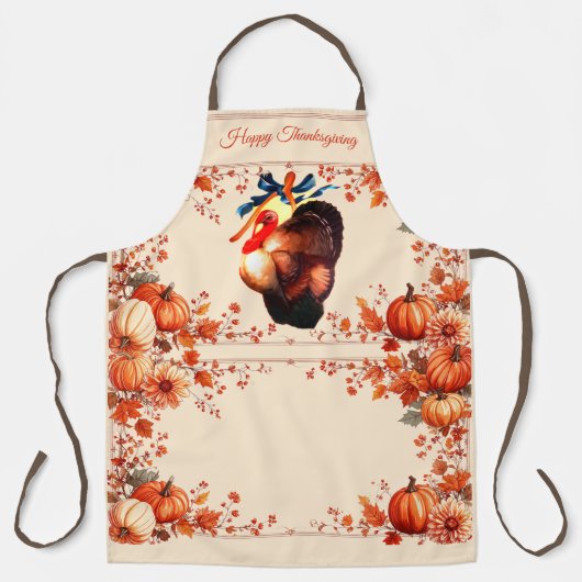 Thanksgiving Turkey Wishes エプロン (正面)