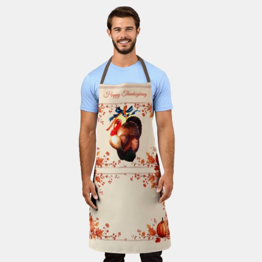 Thanksgiving Turkey Wishes エプロン (着用した状態)