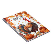 Thanksgiving Turkey with Autumn Leaves and Pumpkin ノートブック (右側)