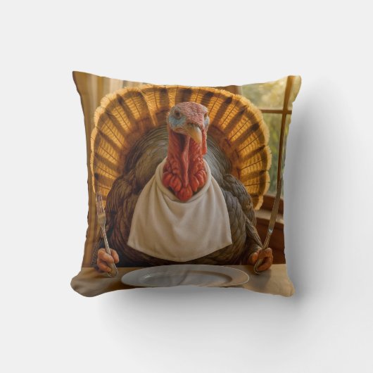 Thanksgiving Turkey With Knife and Fork クッション (正面)