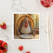Thanksgiving Turkey With Knife and Fork スタンダードカクテルナプキン (インサイチュ)