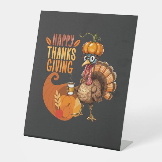 Thanksgiving Turkey with Pumpkin Hat 台座サイン (正面)