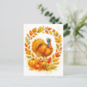 Thanksgiving Turkey Wreath Postcard シーズンポストカード (スタンド正面)