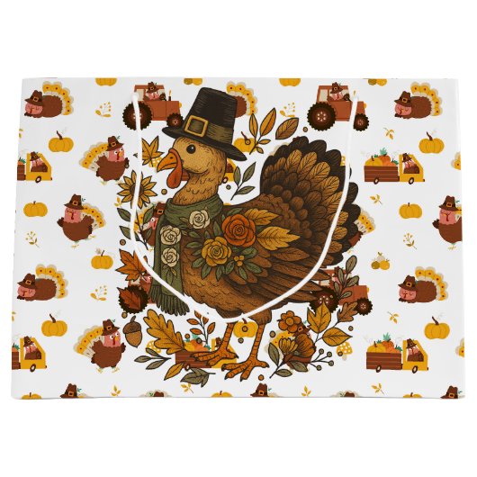 Thanksgiving Turkeys ラージペーパーバッグ (正面)