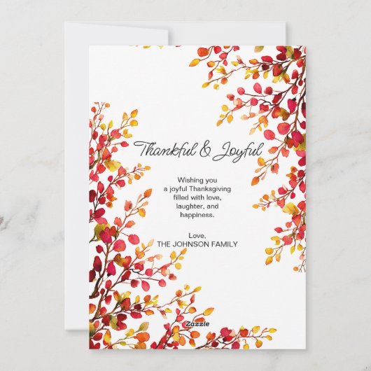 Thanksgiving Typography of Gratitude and Joy  シーズンカード (裏面)