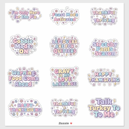 Thanksgiving Vibes Pastel Sticker Packs シール (シート)