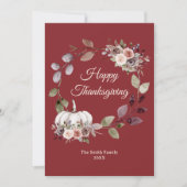 Thanksgiving Watercolor Burgundy Roses Flat シーズンカード (正面)