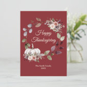 Thanksgiving Watercolor Burgundy Roses Flat シーズンカード (スタンド正面)
