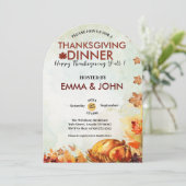 Thanksgiving Watercolor Leaves Fall Autumn Turkey  招待状 (スタンド正面)
