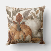 Thanksgiving,Watercolor Pumpkins and Leafs Pattern クッション (裏面)