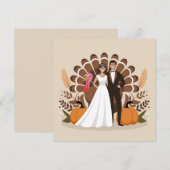 Thanksgiving Wedding Illustration Autumn Harvest 招待状 (正面/裏面)
