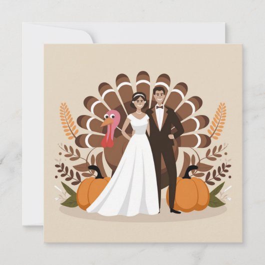 Thanksgiving Wedding Illustration Autumn Harvest 招待状 (正面)