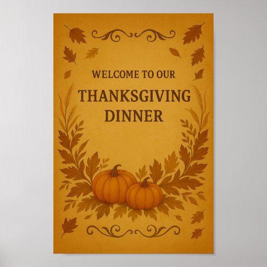 Thanksgiving Welcome Sign | Rustic Autumn Poster ポスター (正面)