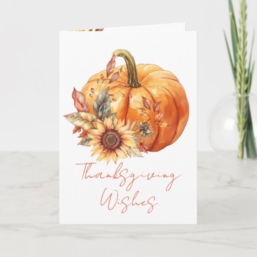 Thanksgiving Wishes Pumpkin & Sunflower Card カード (正面)