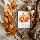 Thanksgiving Wishes Pumpkin & Sunflower Card カード