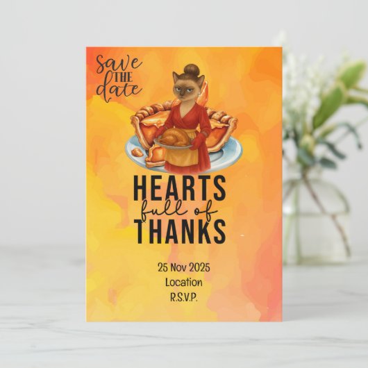 Thanksgiving  with Turkey for Cat lovers 招待状 (スタンド正面)