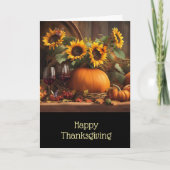Thanksgiving with Wine Sunflowers Pumpkins  カード (正面)
