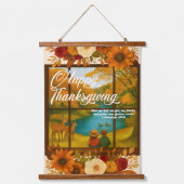 Thanksgiving Wood Topped Wall Tapestry 吊り下げ型タペストリー (正面)