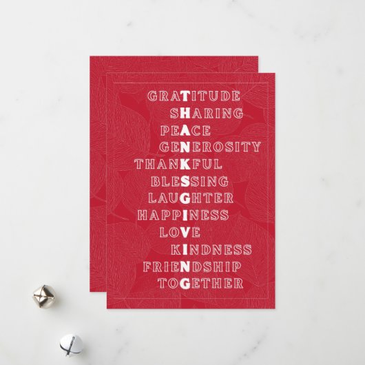  Thanksgiving Word Art in Various Colors シーズンカード (正面/裏面インサイチュ)