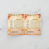 THANKSGIVING WORD SEARCH ACTIVITY CARD サンキューカード (内部)