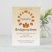 Thanksgiving Wreath Grateful Simple Maple Leaves 招待状 (スタンド正面)