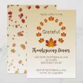 Thanksgiving Wreath Grateful Simple Maple Leaves 招待状 (正面/裏面)