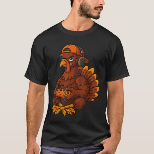 Thanksgivingurkey Gamer Video Gaming Boys Men gif Tシャツ (正面)