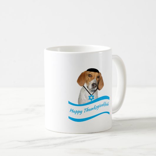 ThanksgivukkahのマグのYamakaのおもしろいなハウンドドッグ コーヒーマグカップ (正面右)