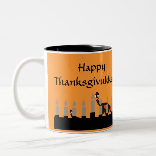 Thanksgivukkahの幸せなマグ ツートーンマグカップ (左)