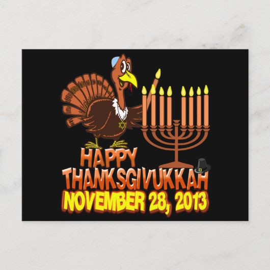 Thanksgivukkahの幸せな郵便はがき シーズンポストカード (正面)