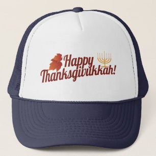 Thanksgivukkahの幸せな(ユダヤ教)メノラーか葉 キャップ