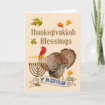 Thanksgivukkahの恵みカード-トルコ及び（ユダヤ教）メノラー シーズンカード<br><div class="desc">このThanksgivukkahの恵みは特徴をトルコ、（ユダヤ教）メノラー、紅葉および家族の旗梳きます。 家族および友人にThanksgivukkahの恵みを送る特別なカード。 シェリー酒ハリスによる©2013 Kreativeの気持ちカード</div>
