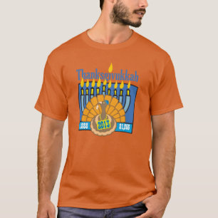 Thanksgivukkahの長い袖のワイシャツ Tシャツ