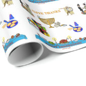 THANKSGIVUKKAHはハヌカーのための感謝のギフトを与えます ラッピングペーパー (ロールコーナー)