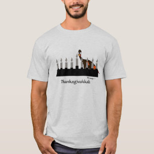 Thanksgivukkahトルコおよび(ユダヤ教)メノラーのTシャツ Tシャツ
