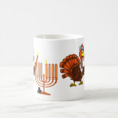 Thanksgivukkahトルコの照明の（ユダヤ教）メノラーのコーヒー・マグ コーヒーマグカップ (中央)