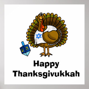 Thanksgivukkah幸せなユダヤ人のトルコポスター ポスター