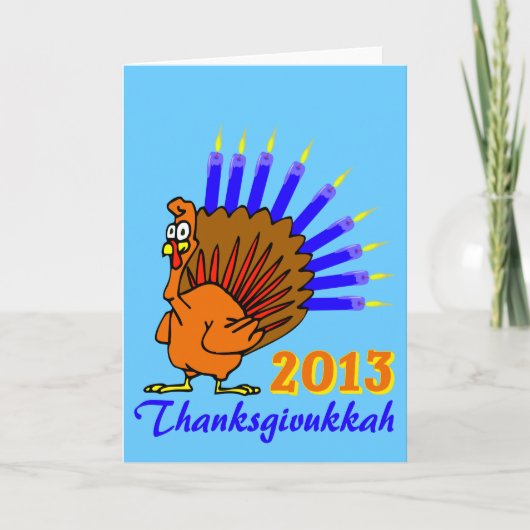 Thanksgivukkah 2013年のMenurkeyの挨拶状 シーズンカード (正面)