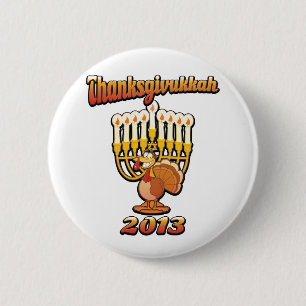 Thanksgivukkah Hannukahの感謝祭のギフトのユーモアa 缶バッジ