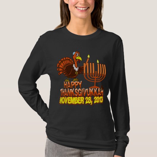 Thanksgivukkah - Thankgiving幸せなハヌカーのTシャツ Tシャツ (正面)