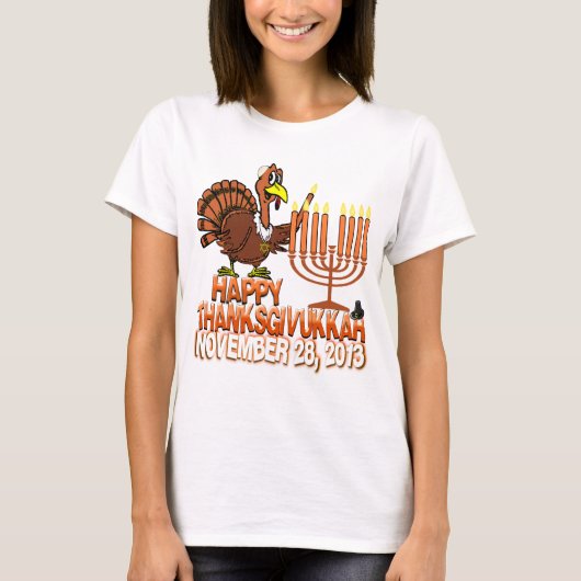 Thanksgivukkah - Thankgiving幸せなハヌカーのTシャツ Tシャツ (正面)