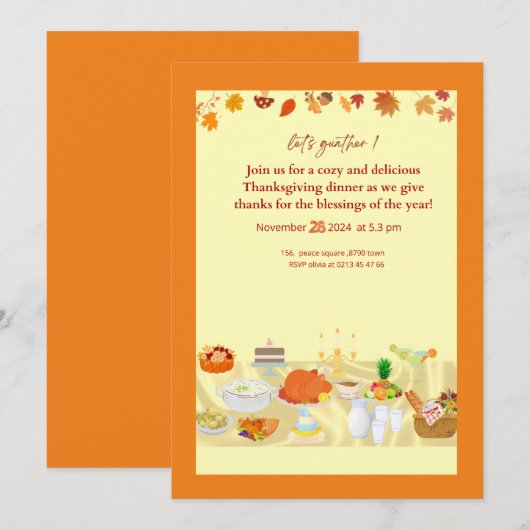 thanksguiving invitation card 招待状 (正面/裏面)