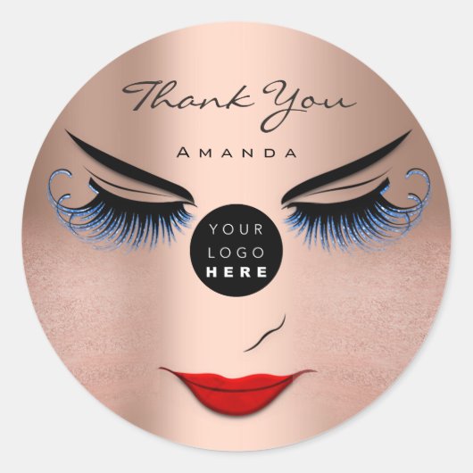 ThanksNameまつ毛Sweet 16バラロゴQrコード ラウンドシール (正面)