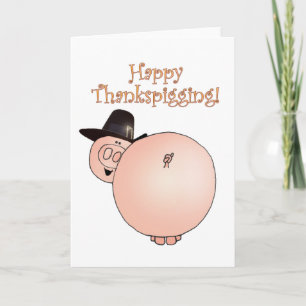 "Thankspigging"のおもしろいな漫画のブタの感謝祭 シーズンカード